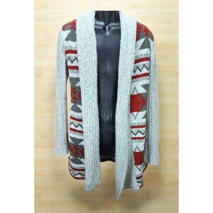 Cupcakes & Cashmere Womens Sweater Small Tribal Pattern Open Front Cardigan